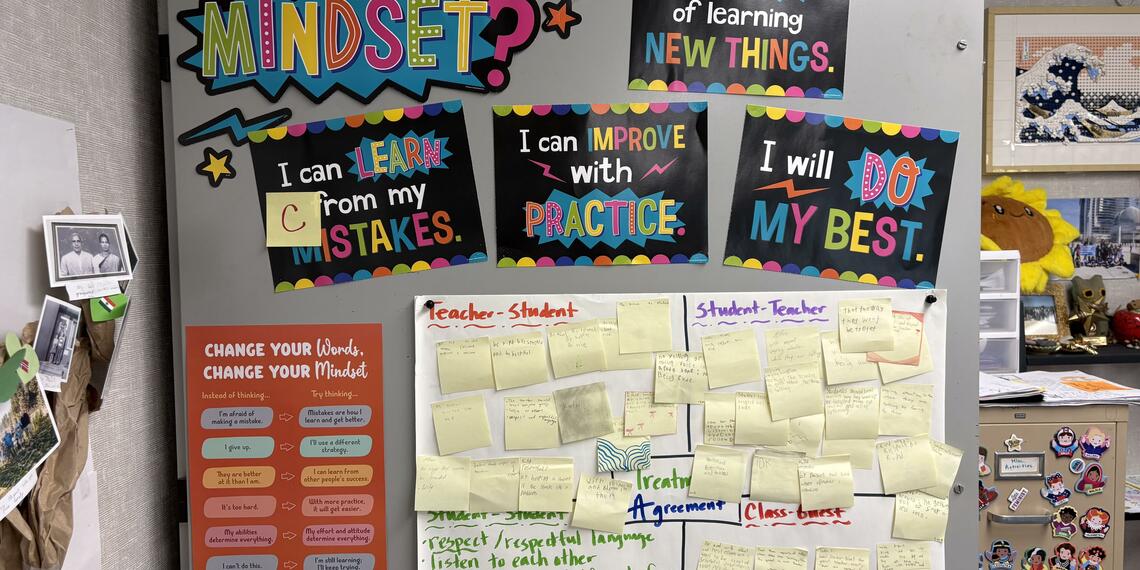 Photo of a CUSD classroom that has a positive and open mindset display.