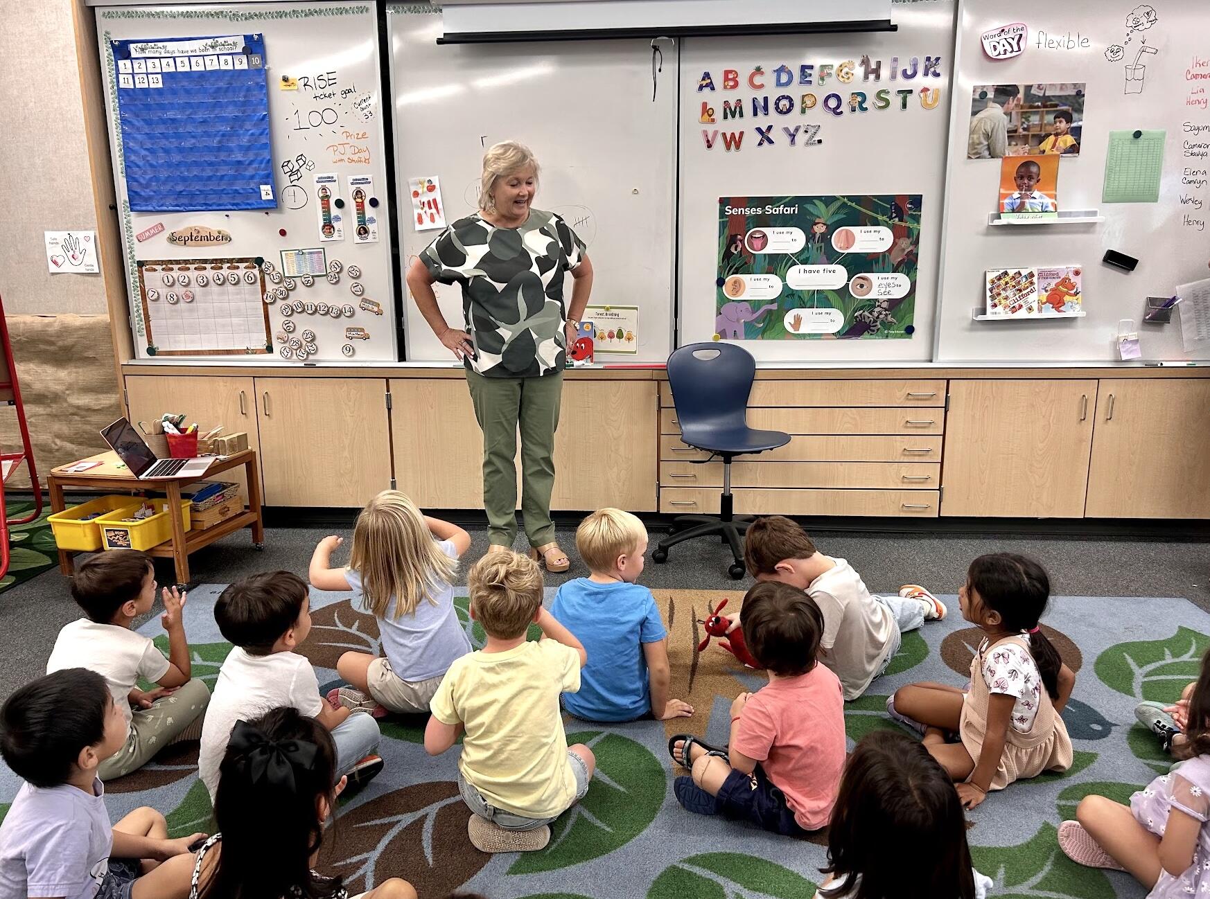 Superintendent Viramontez with a class of students