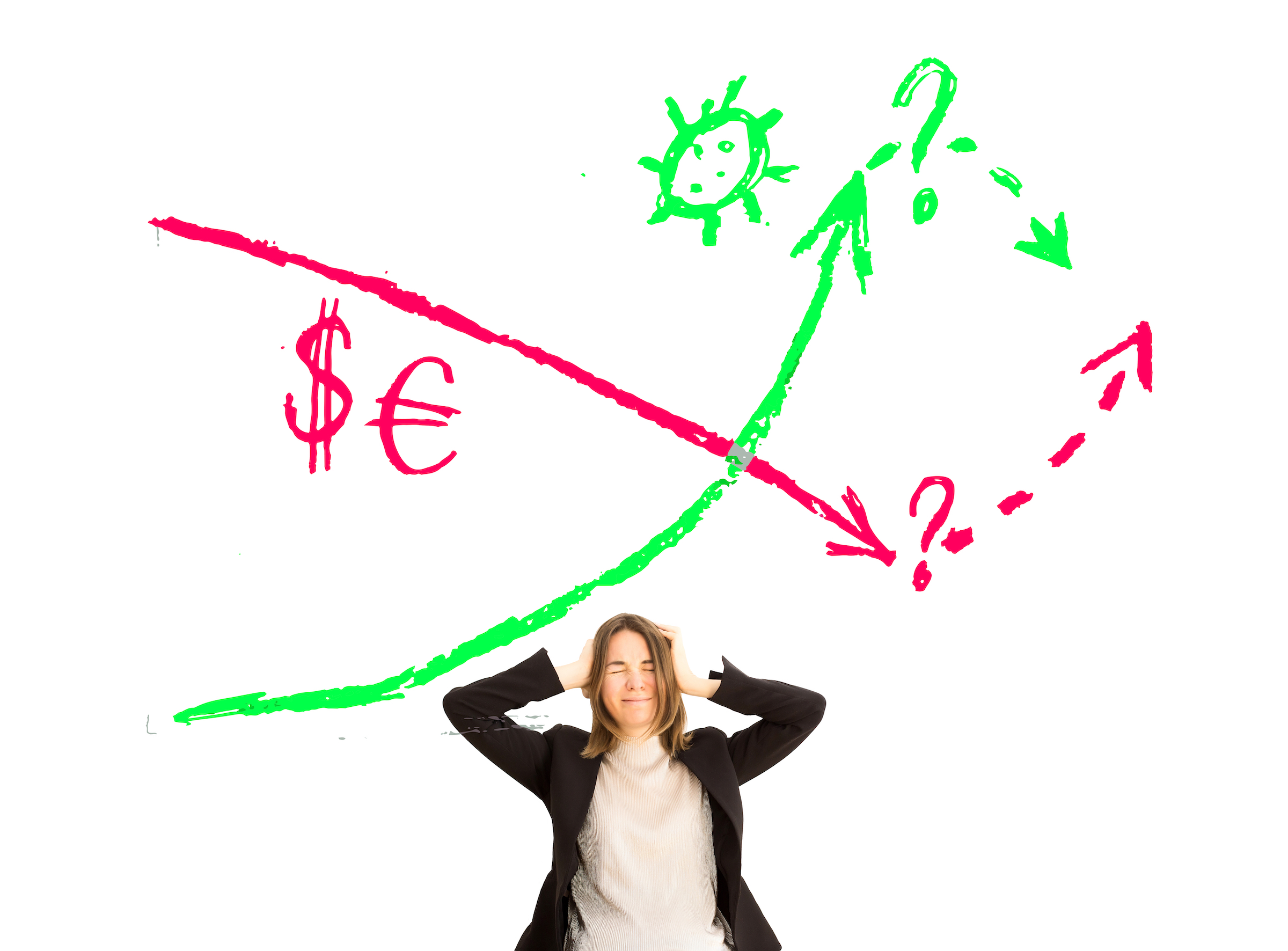 chart showing funds down and virus up