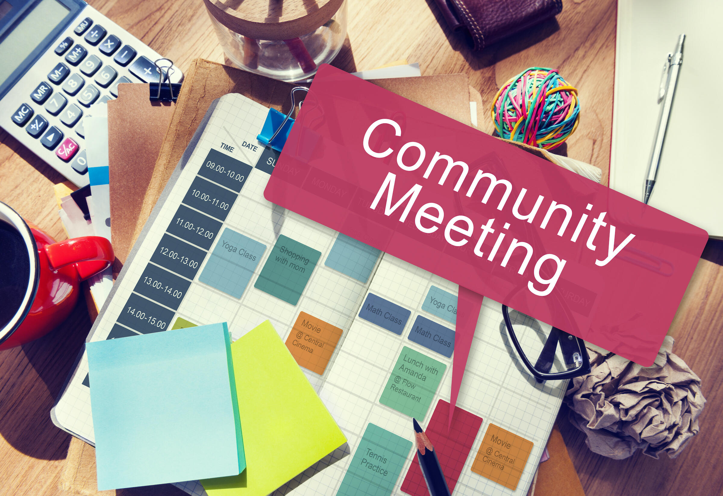 sign says Community Meeting