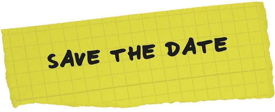 yellow paper that says Save the Date