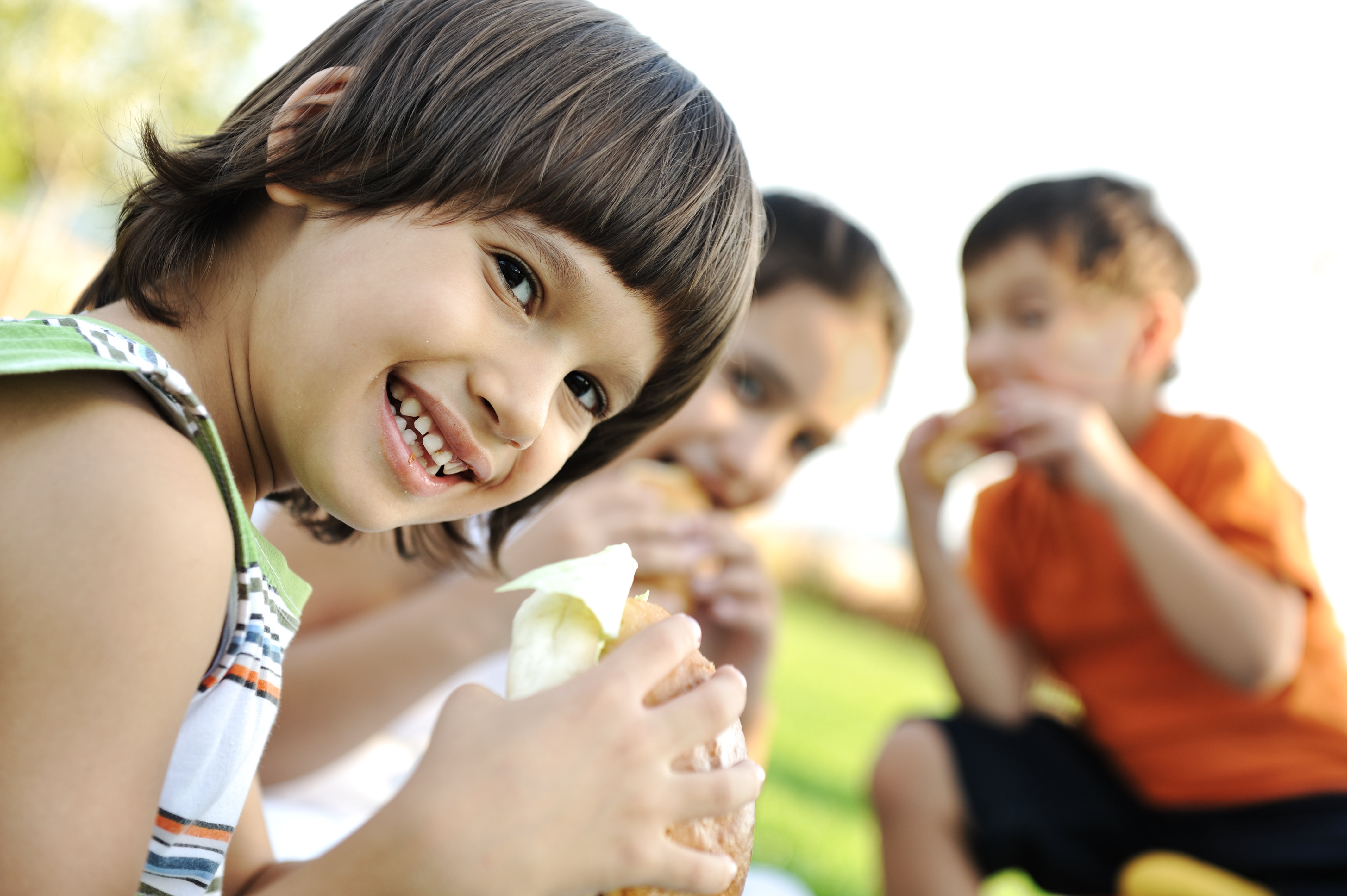 happy children eating